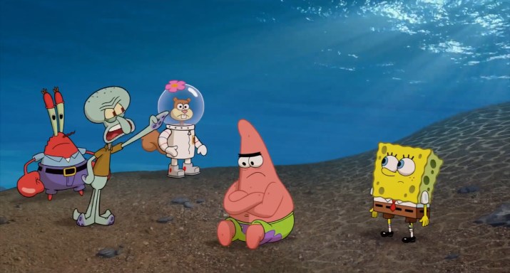 mr-krabs-squidward-sandy-patrick-and-spongebob-on-The-Spongebob-Squarepants-Movie-Sponge-out-of-Water